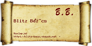 Blitz Bács névjegykártya